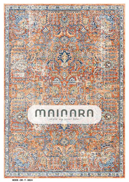 Karpet Tradisional (OR-T-0024) - Orange,Blue