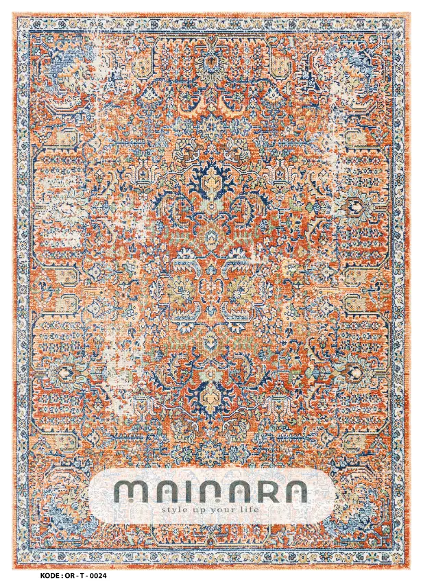 Karpet Tradisional (OR-T-0024) - Orange,Blue