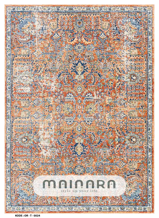 Karpet Tradisional (OR-T-0024) - Orange,Blue
