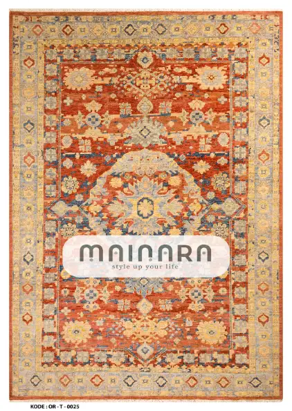 Karpet Tradisional (OR-T-0025) - Orange,Yellow,Gold