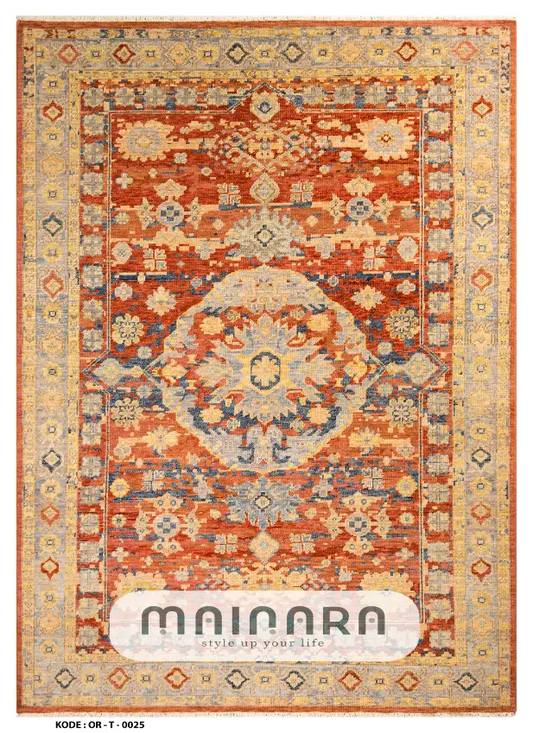 Karpet Tradisional (OR-T-0025) - Orange,Yellow,Gold
