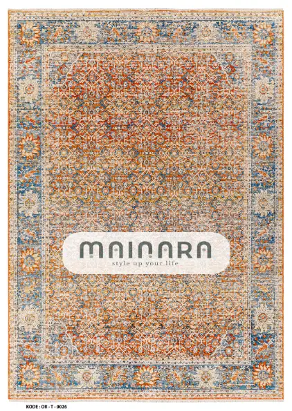 Karpet Tradisional (OR-T-0026) - Orange,Blue