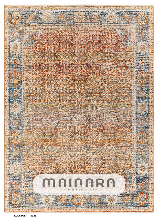 Karpet Tradisional (OR-T-0026) - Orange,Blue