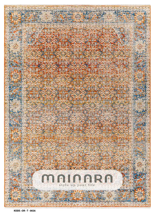 Karpet Tradisional (OR-T-0026) - Orange,Blue