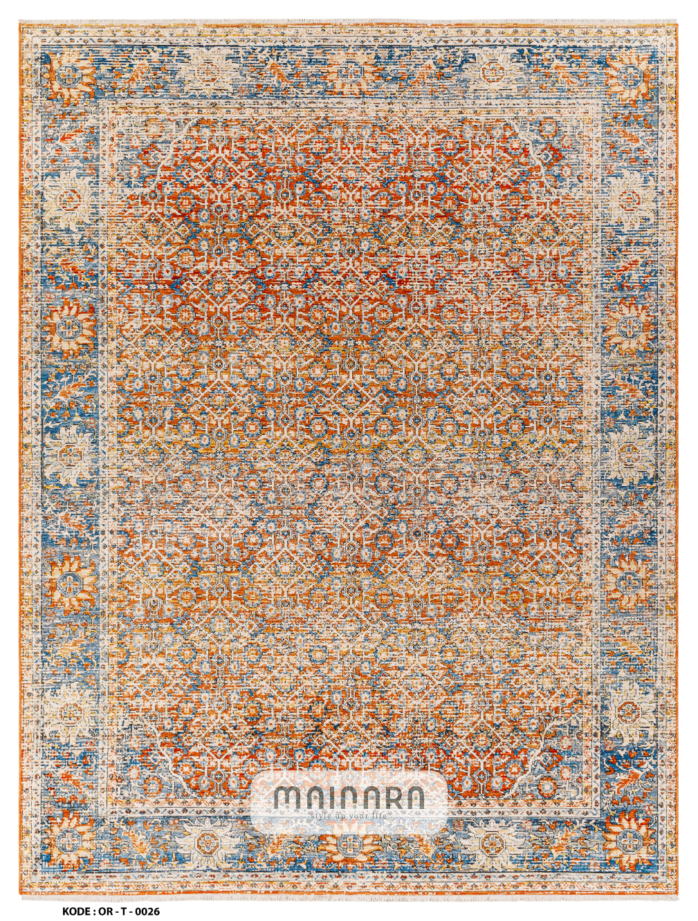 Karpet Tradisional (OR-T-0026) - Orange,Blue