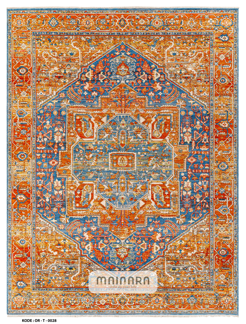 Karpet Tradisional (OR-T-0028) - Orange,Blue