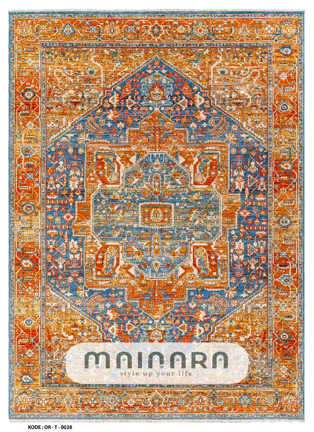 Karpet Tradisional (OR-T-0028) - Orange,Blue