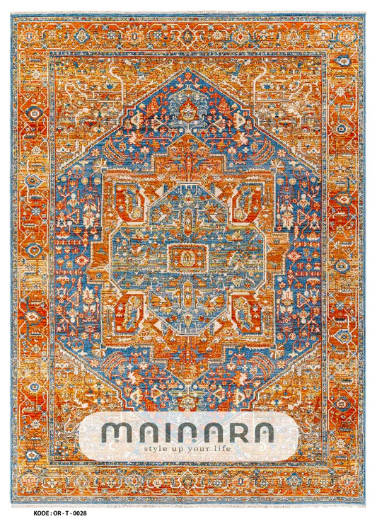 Karpet Tradisional (OR-T-0028) - Orange,Blue