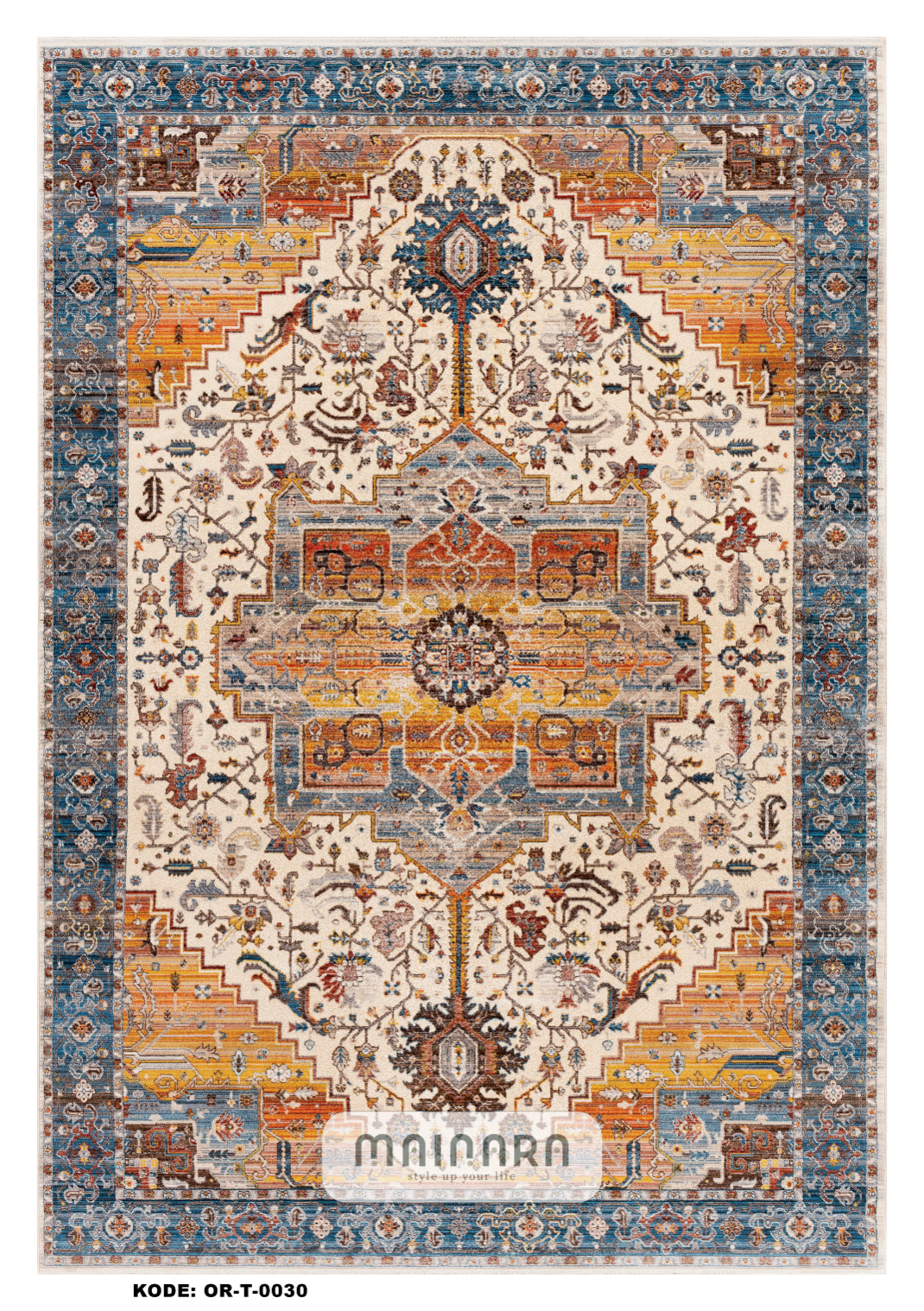 Karpet Tradisional (OR-T-0030) - Orange,Blue