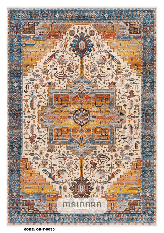 Karpet Tradisional (OR-T-0030) - Orange,Blue