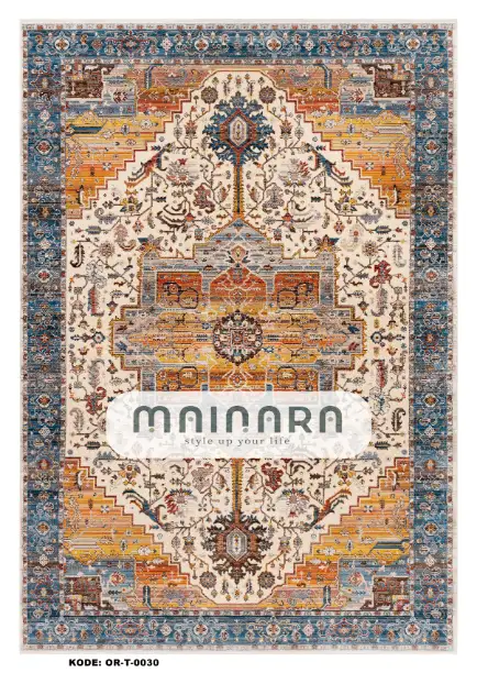 Karpet Tradisional (OR-T-0030) - Orange,Blue