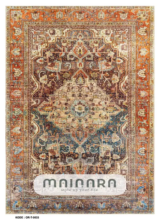 Karpet Tradisional (OR-T-0033) - Orange,Green,Brown
