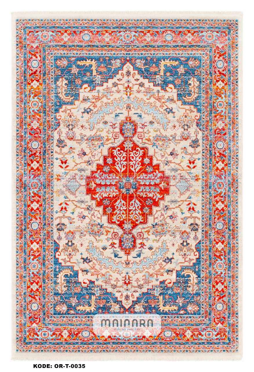 Karpet Tradisional (OR-T-0035) - Orange,Blue
