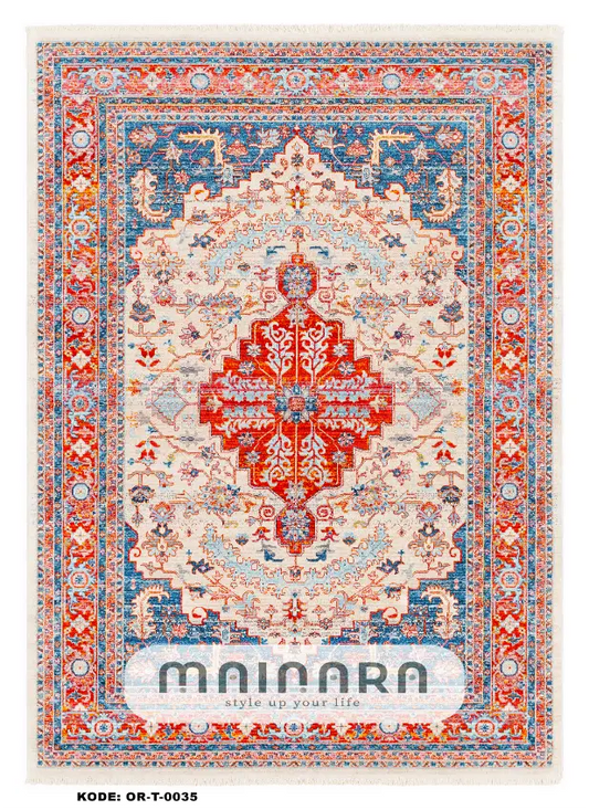 Karpet Tradisional (OR-T-0035) - Orange,Blue