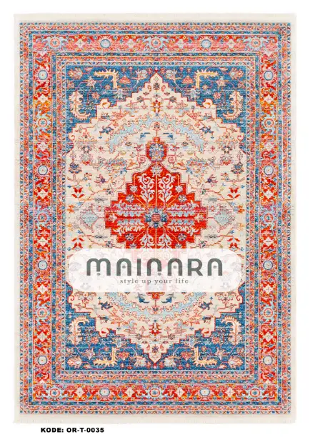 Karpet Tradisional (OR-T-0035) - Orange,Blue