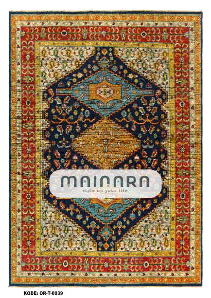 Karpet Tradisional (OR-T-0039) - Orange,Blue