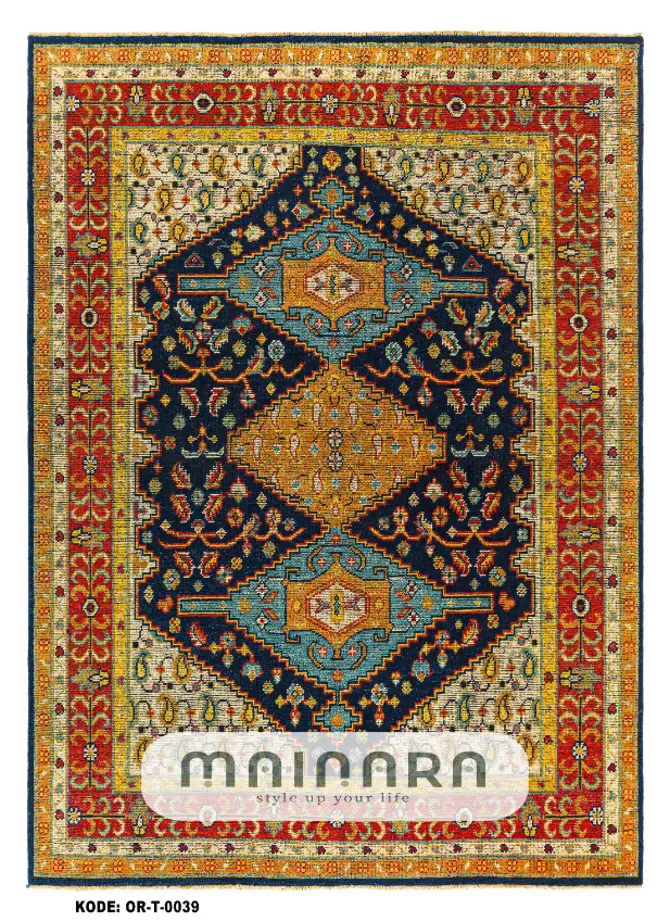 Karpet Tradisional (OR-T-0039) - Orange,Blue