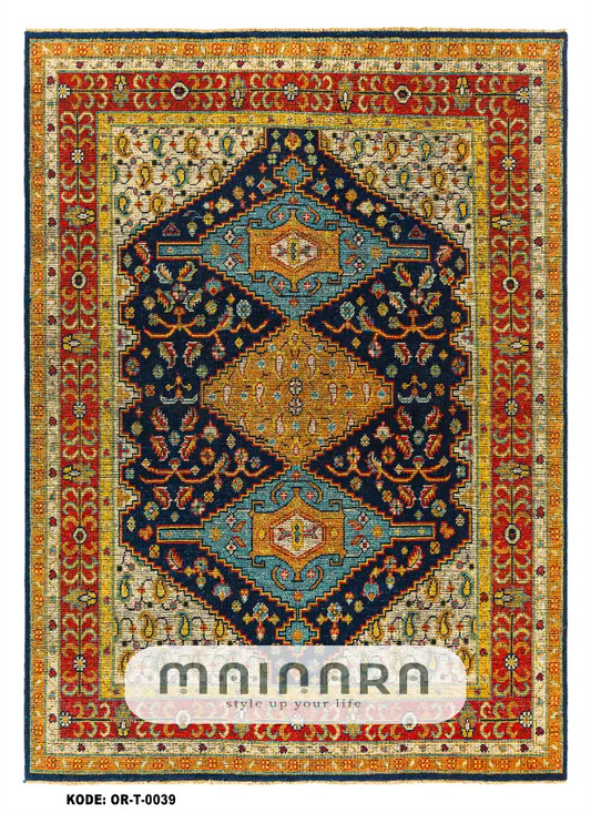 Karpet Tradisional (OR-T-0039) - Orange,Blue