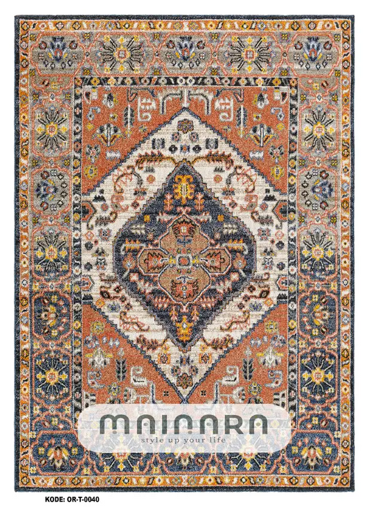 Karpet Tradisional (OR-T-0040) - Orange,Grey,Blue