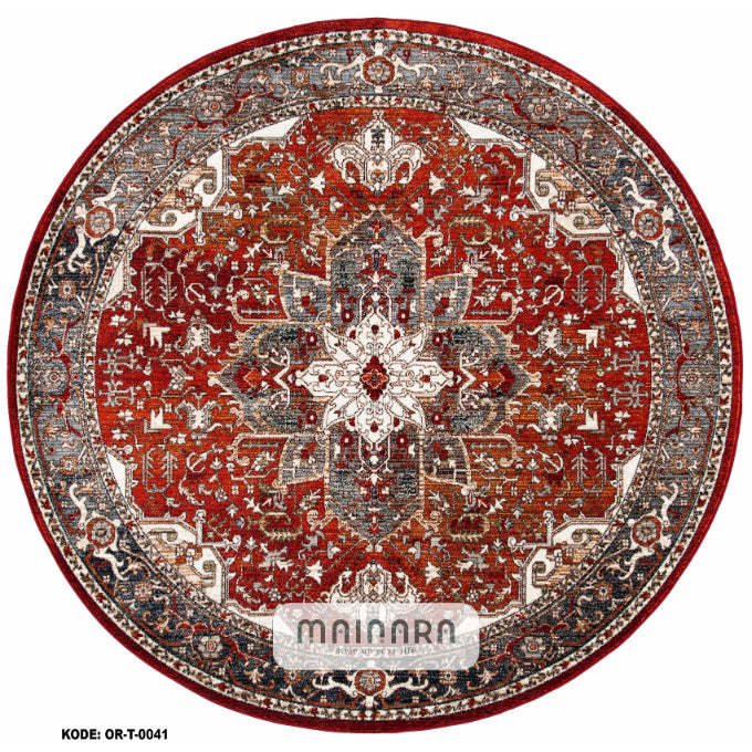 Karpet Tradisional (OR-T-0041) - Orange,Red,Grey