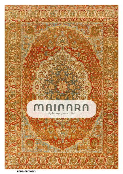 Karpet Tradisional (OR-T-0043) - Orange,Green,Gold