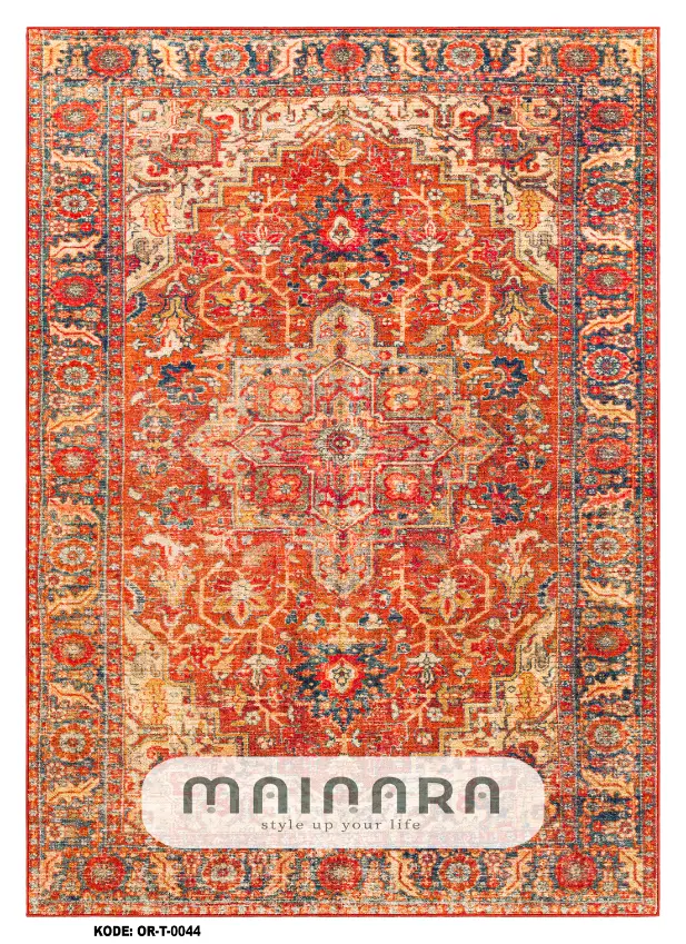 Karpet Tradisional (OR-T-0044) - Orange,Red,Blue,Grey