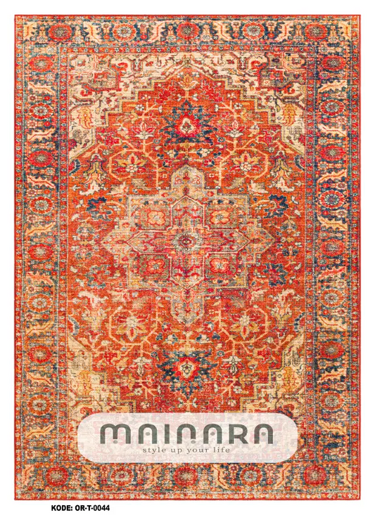 Karpet Tradisional (OR-T-0044) - Orange,Red,Blue,Grey