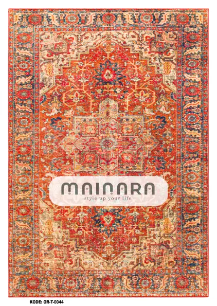 Karpet Tradisional (OR-T-0044) - Orange,Red,Blue,Grey