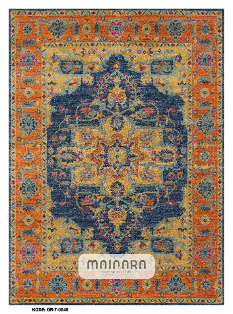 Karpet Tradisional (OR-T-0046) - Orange,Blue