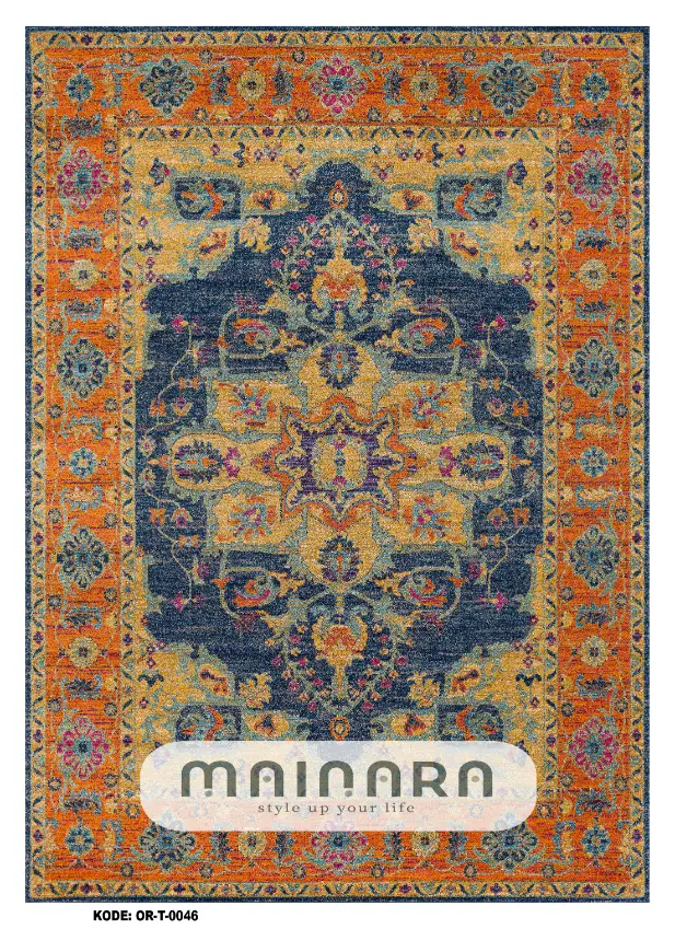 Karpet Tradisional (OR-T-0046) - Orange,Blue