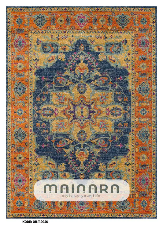 Karpet Tradisional (OR-T-0046) - Orange,Blue