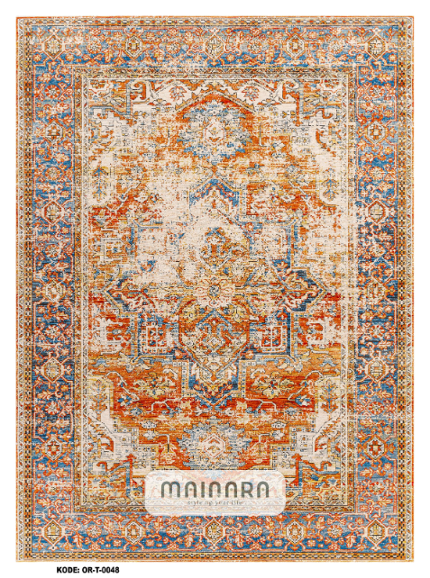 Karpet Tradisional (OR-T-0048) - Orange,Blue