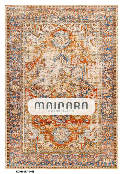 Karpet Tradisional (OR-T-0048) - Orange,Blue