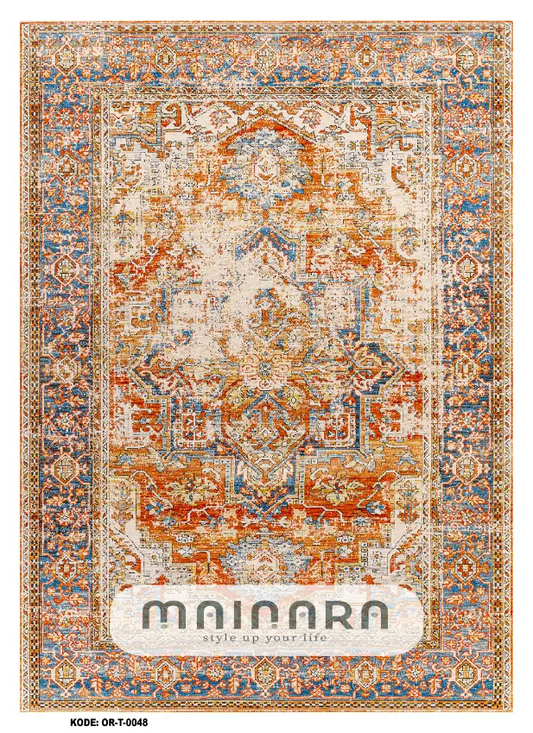 Karpet Tradisional (OR-T-0048) - Orange,Blue