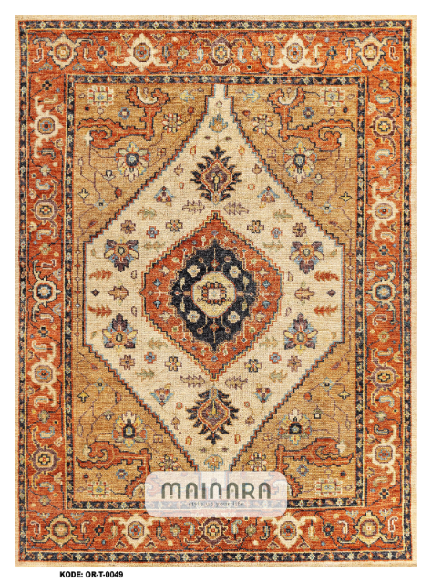 Karpet Tradisional (OR-T-0049) - Orange,Brown