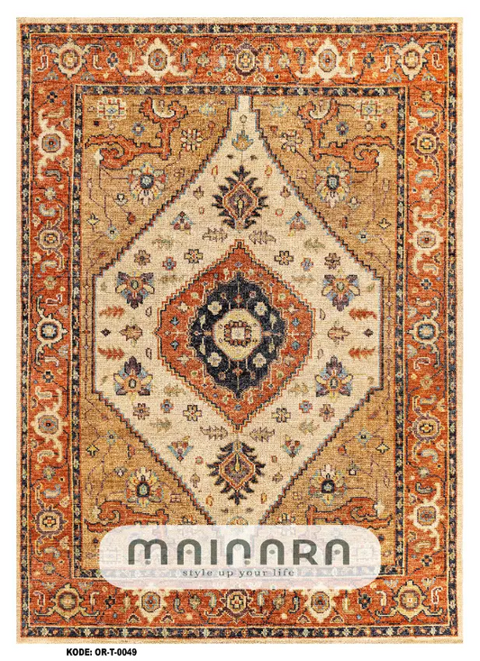 Karpet Tradisional (OR-T-0049) - Orange,Brown
