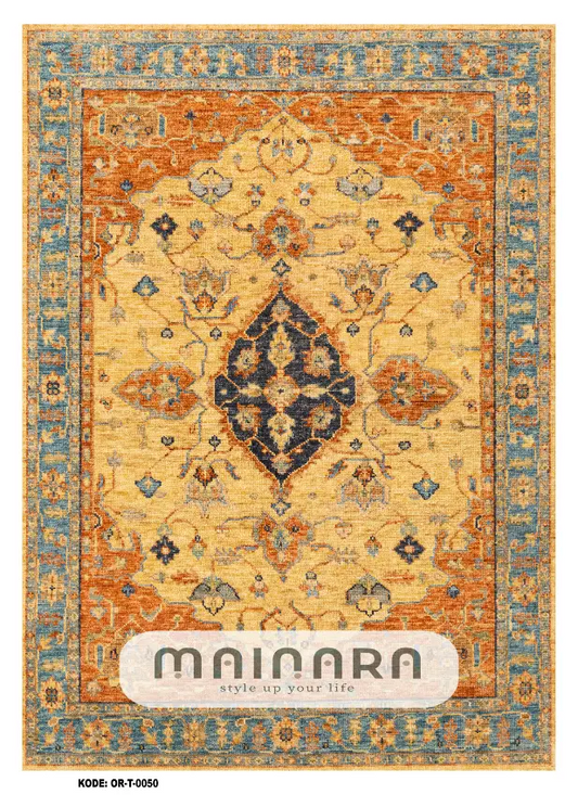 Karpet Tradisional (OR-T-0050) - Orange,Grey,Blue