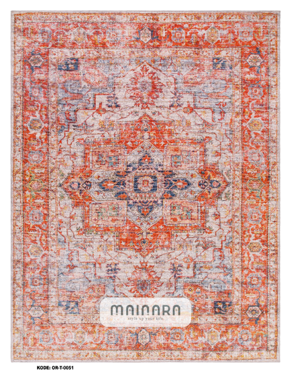 Karpet Tradisional (OR-T-0051) - Orange,Blue