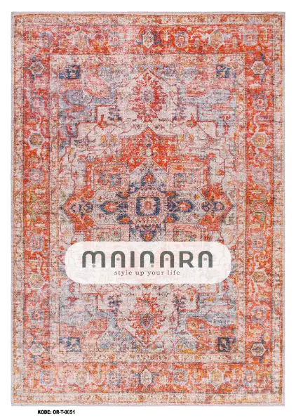 Karpet Tradisional (OR-T-0051) - Orange,Blue