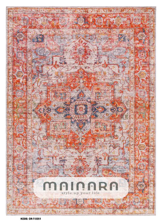 Karpet Tradisional (OR-T-0051) - Orange,Blue