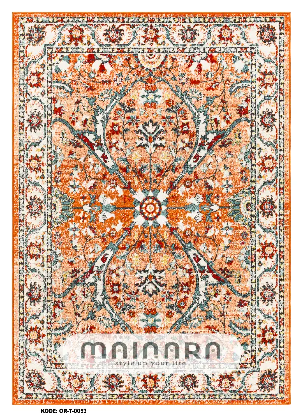 Karpet Tradisional (OR-T-0053) - Orange,Green