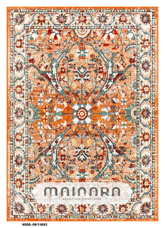 Karpet Tradisional (OR-T-0053) - Orange,Green