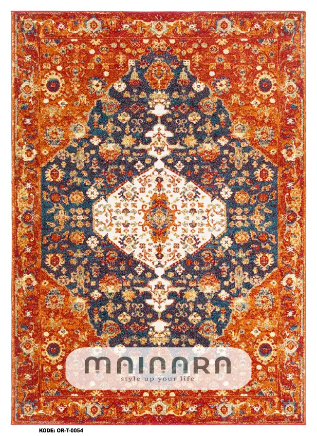 Karpet Tradisional (OR-T-0054) - Orange,Blue,Navy