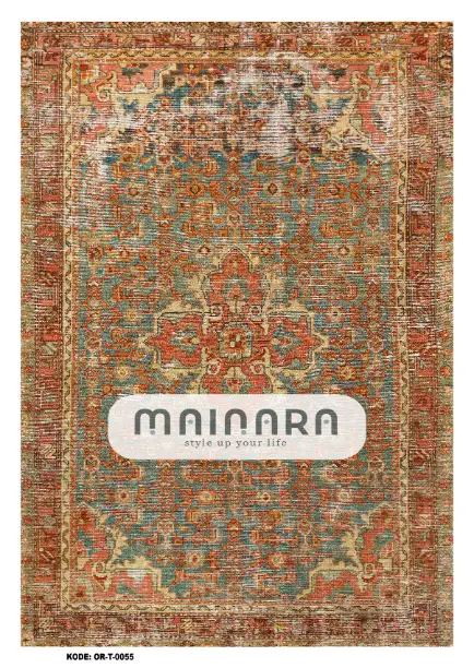 Karpet Tradisional (OR-T-0055) - Orange,Brown,Green