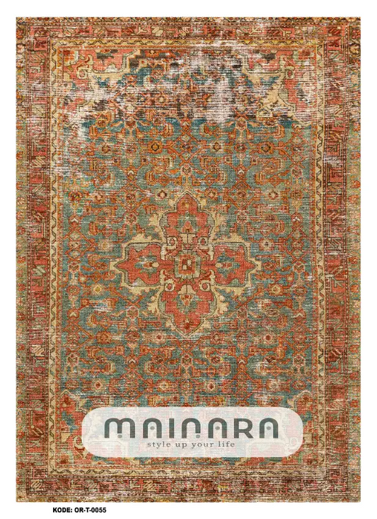 Karpet Tradisional (OR-T-0055) - Orange,Brown,Green