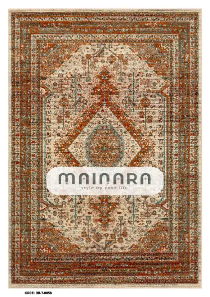 Karpet Tradisional (OR-T-0058) - Orange,Brick.Red