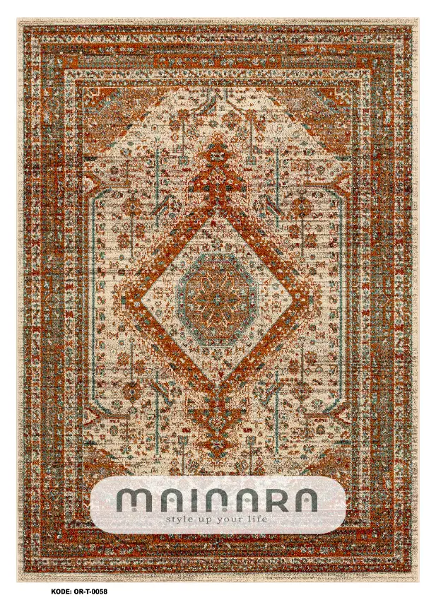 Karpet Tradisional (OR-T-0058) - Orange,Brick.Red