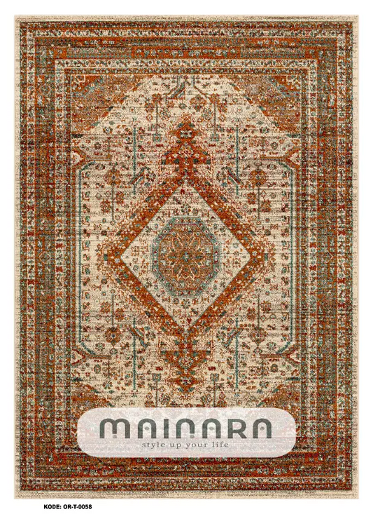 Karpet Tradisional (OR-T-0058) - Orange,Brick.Red
