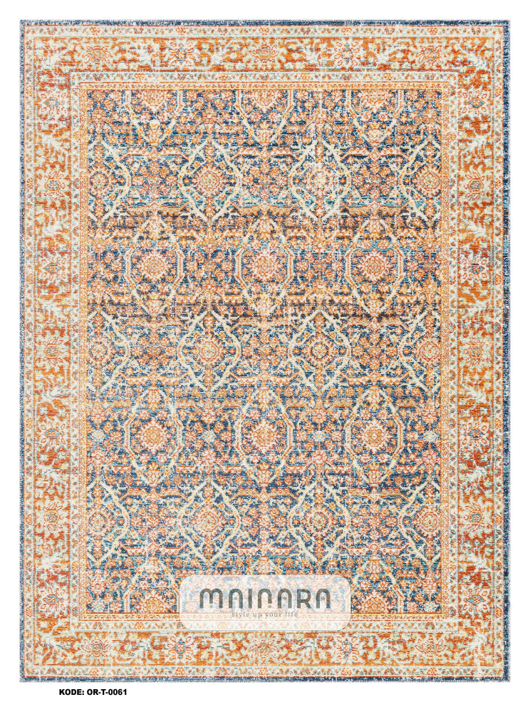 Karpet Tradisional (OR-T-0061) - Orange,Blue