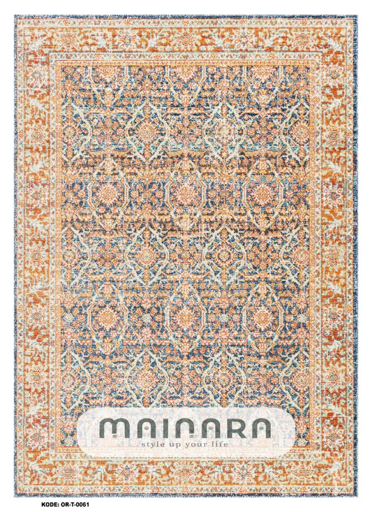Karpet Tradisional (OR-T-0061) - Orange,Blue